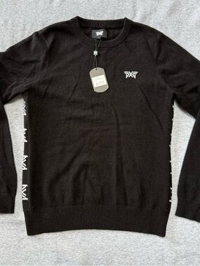 PXG Black Crewneck Sweater with Contrast Side Logo